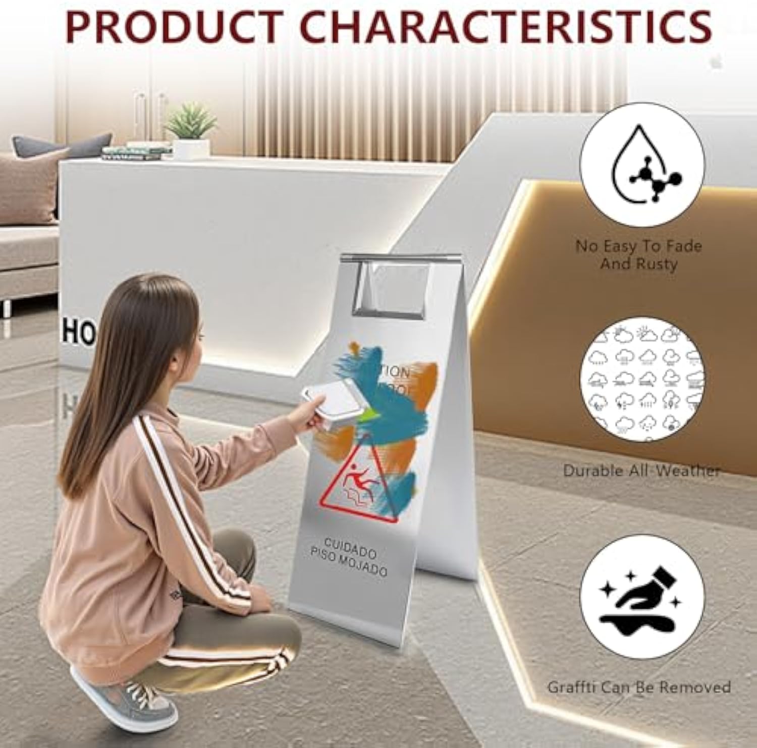 携帯ノブステンレス濡れ階慎重サインレストラン﻿